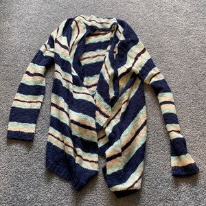 Blue and white striped cardigan